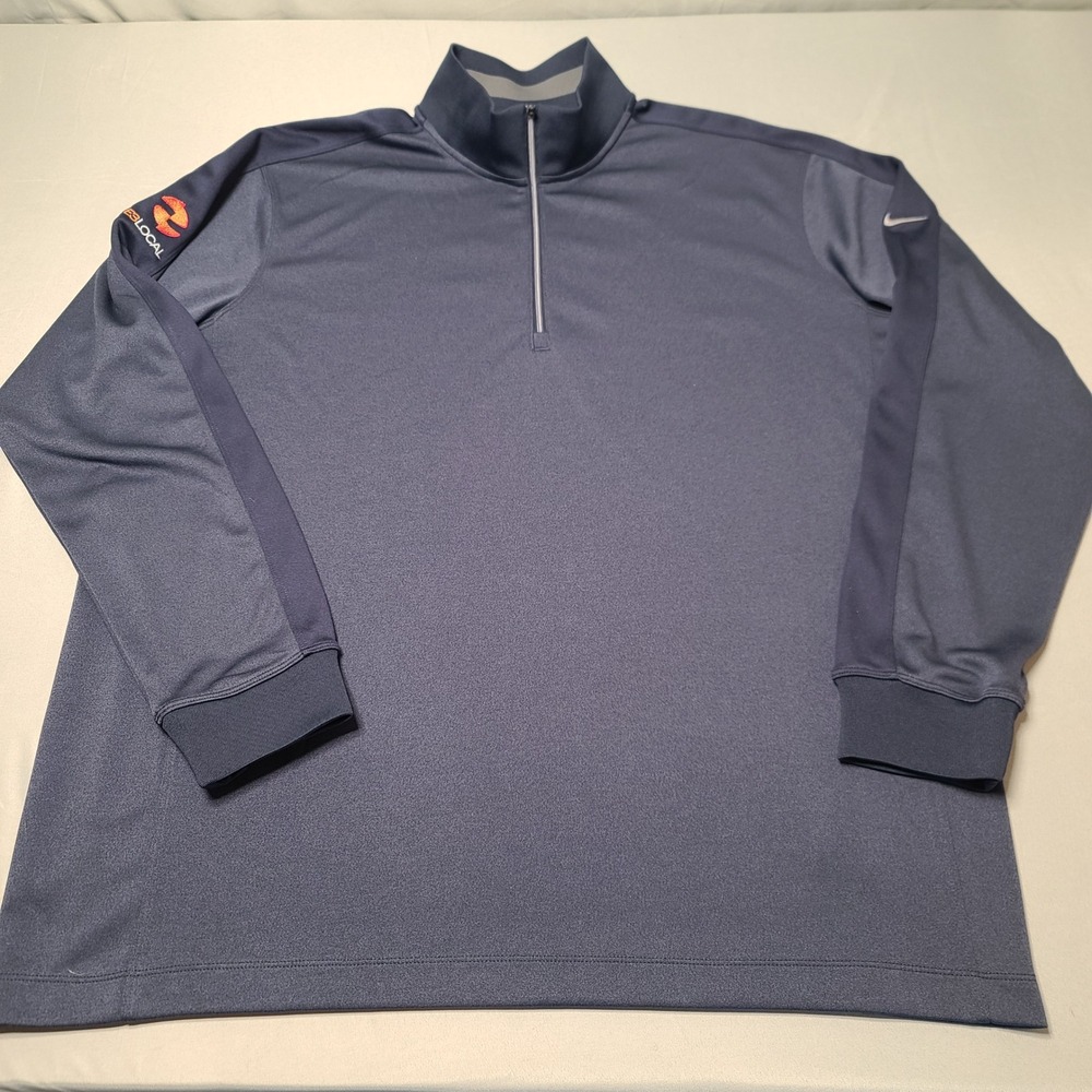 Nike Quarter Zip Pullover Mens XL Navy Blue E3LOCAL Embroidered Performance‎ Top